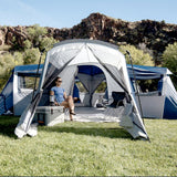 Large Cabin Tent - Family 3 Rooms Big Tent For Camping With 3 Entrances