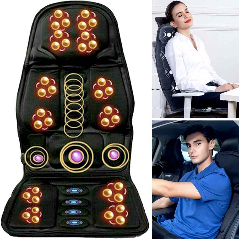 Car Back Massager Chair Cushion Electric Heating Vibrating Portable Massage  Pad Lumbar Neck Pain Relief Mat Home Office Relax - AliExpress