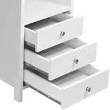 Modern White Desk - Small Wooden Computer Desk with 3 Storage Drawers