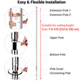 Professional Portable Stripper Dance Static And Spinning 9 Ft Pole