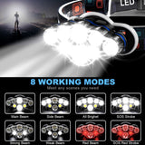 Rechargeable Headlamp 8 Led with 2 Rechargeable Battery Outdoor Head Lamps