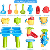 4-In-1 Sand & Water Play Table 32PCS Sandbox Table with Beach Sand Water Toys