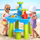 4-In-1 Sand & Water Play Table 32PCS Sandbox Table with Beach Sand Water Toys