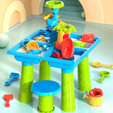 4-In-1 Sand & Water Play Table 32PCS Sandbox Table with Beach Sand Water Toys