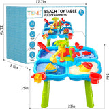 4-In-1 Sand & Water Play Table 32PCS Sandbox Table with Beach Sand Water Toys