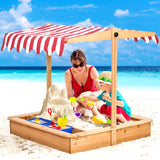 Large Sandbox With Cover Wooden Sand Box With Canopy For Outdoor