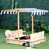 Large Sandbox With Cover Wooden Sand Box With Canopy For Outdoor