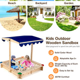 Large Sandbox With Cover Wooden Sand Box With Canopy For Outdoor