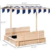 Large Sandbox With Cover Wooden Sand Box With Canopy For Outdoor