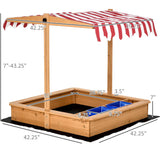 Large Sandbox With Cover Wooden Sand Box With Canopy For Outdoor