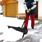 Snow Shovels 29" Adjustable Steel Snow Plow Pusher with 10" Rubber Wheel