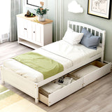 Twin Bed Frame with Storage - Wood Twin Platform Bed With 2 Storage Drawers