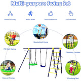 Heavy Duty Swing Set 5 in 1 Outdoor Metal Frame 550lbs Play Sets for Kids