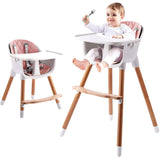 3-in-1 Wooden Baby High Chair for Baby Infants Toddlers