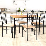 Dining Room Sets - 5 Piece Kitchen Diner Table And Chairs Set Wood Metal