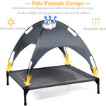 Elevated Dog Bed with Removable Canopy Portable Raised Cooling Pet Bed