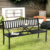 Durable Garden Metal Bench With Table For Yard Outdoor Patio