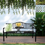 Durable Garden Metal Bench With Table For Yard Outdoor Patio