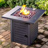 28" Square Propane Fire Pit With Cover Table Portable Gas Fire Pit For Outdoor