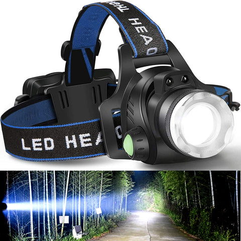 Skywolfeye 2-in-1 Super Bright LED Headlamp – Rechargeable, IP65 Waterproof, Green Aluminum, 3 LEDs