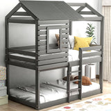 House Bunk Beds Twin Over Full Bunk Bed for Kids Toddlers Boys Girls