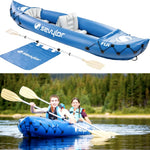 Kayak Inflatable Set 1-2 Person Blow Up Canoe with Oars and Hand Pump