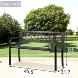 Metal Bench - Heavy Duty Wrought Iron Outdoor Garden Bench