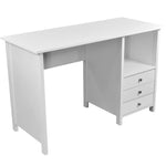 Modern White Desk - Small Wooden Computer Desk with 3 Storage Drawers