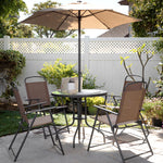 Outdoor Dining Set - 6 Piece Folding Patio Table With 4 Chairs And Umbrella Sets