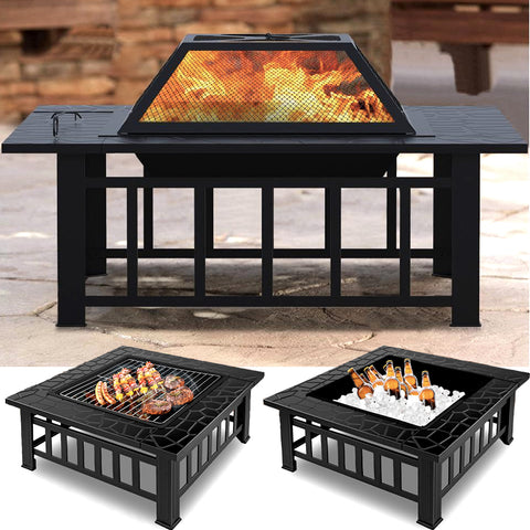 3 in 1 Wood Burning Fire Pit For Outdoor Patio Backyard Deck Garden
