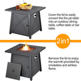 28 Inch Propane Fire Pit Table - Patio Square Portable Gas Fire Pit For Outdoor