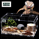 Reptile Tank Snake Breaded Dragon Terrarium With Thermometer