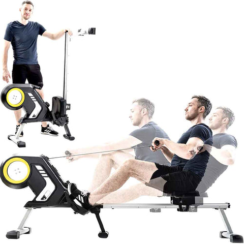 Rowing Machine Home Rower Magnetic Exercise With LCD Monitor