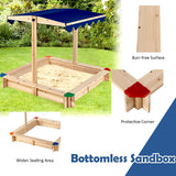 Large Sandbox With Cover Wooden Sand Box With Canopy For Outdoor