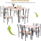 Dining Room Sets - 4 Person Kitchen Diner Table And Chairs Set Wood Metal