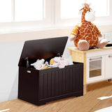 Large Toys Storage Box for Kid 32" Wooden Toy Chest with 2 Safety Hinges