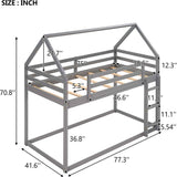 Twin Bunk Bed with Slide and Ladder - Loft Beds with Roof For Kids Boys & Girls