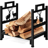 Indoor Firewood Holder 2 Layer Wood Rack With 4 Fireplace Tools